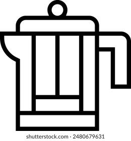 french press icon. Thin linear style design isolated on white background