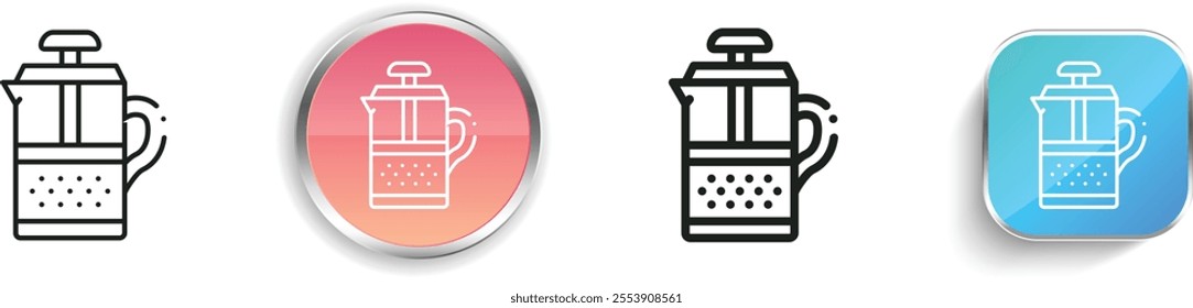 french press icon. Thin Linear, Regular and Button Style Design Isolated On White Background