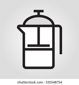 French press icon in trendy flat style isolated on grey background. Kitchen symbol for your design, logo, UI. Vector illustration, EPS10.