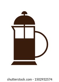 French press icon. Vector brown isolated illustration on white.