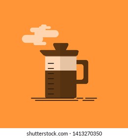 French press icon, Vector illustration. flat design with shadow