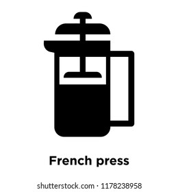 French press icon vector isolated on white background, logo concept of French press sign on transparent background, filled black symbol