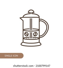 French press icon for web design, menu, app, poster, ads, postcard and magazine