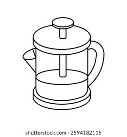 french press icon with white background vector stock illustration