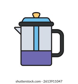 french press icon with white background vector stock illustration