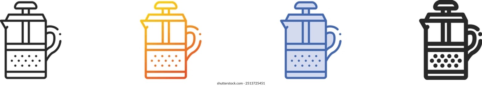french press icon.Thin Linear, Gradient, Blue Stroke and bold Style Design Isolated On White Background