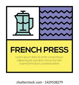 FRENCH PRESS AND ILLUSTRATION ICON CONCEPT