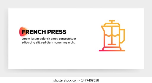 FRENCH PRESS AND ILLUSTRATION ICON CONCEPT