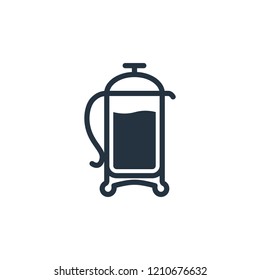 French press isolated icon on white background, 400 coffee set, logo and sign