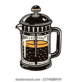 A french press jug icon in vintage style