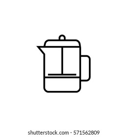 French press line icon, coffee
