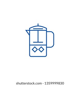 French press line icon concept. French press flat  vector symbol, sign, outline illustration.