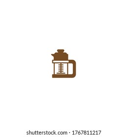 french press logo icon design with simple line art style