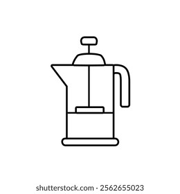 French press outline icon isolated on white background.