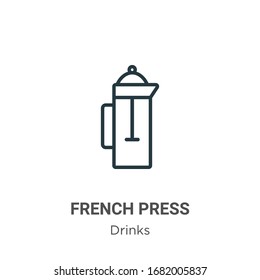French press outline vector icon. Thin line black french press icon, flat vector simple element illustration from editable drinks concept isolated stroke on white background