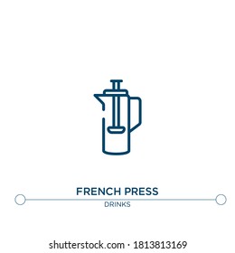 french press outline vector icon. simple element illustration. french press outline icon from editable drinks concept. can be used for web and mobile
