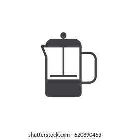 French press pot icon vector, filled flat sign, solid pictogram isolated on white. Symbol, logo illustration. Pixel perfect