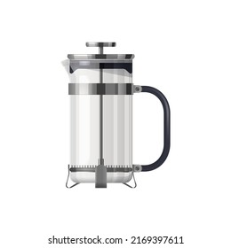 French press pot or kettle, vector icon or mockup