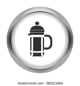 French press simple icon  on round background