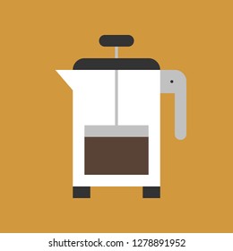French press vector, coffee related flat design icon