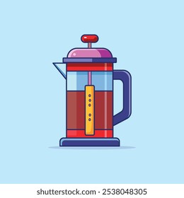 French Press Vector Icon Illustration. 