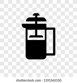 French press vector icon isolated on transparent background, French press transparency logo concept