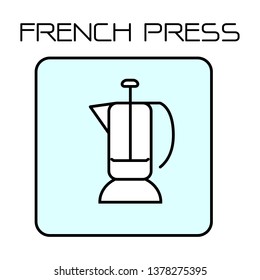 French press vector icon.  Teapot kettle glyph icon. Symbol, logo illustration.