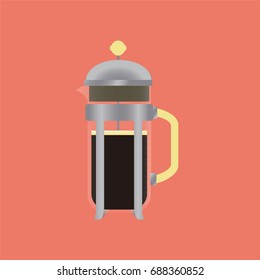 French Press Vector Illustration 