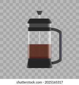 French Press Vector Illustration with Easy Adjustable Water Level