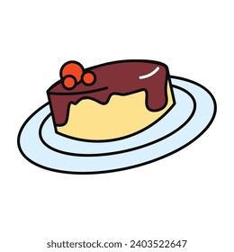 French product of food colorful set. This captivating image pays homage to the allure of French cuisine with a mouthwatering sweet panna cotta. Vector illustration.