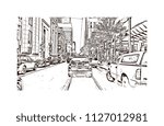 The French Quarter, Historic District, is the oldest section of the City of New Orleans. Hand drawn sketch illustration in vector.