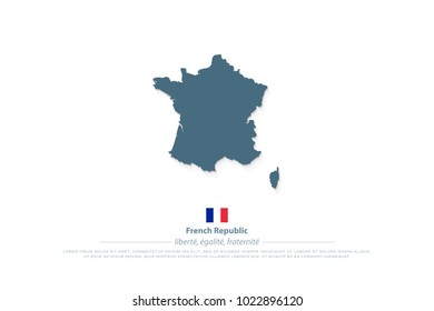 French Republic map and official flag icon. vector France political map logotype. European State geographic banner template. Republique Francaise