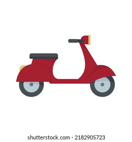 French retro scooter icon. Flat illustration of french retro scooter vector icon isolated on white background