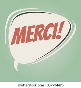french retro speech bubble that means thank you