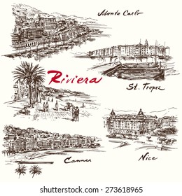 French Riviera - Hand Drawn Set