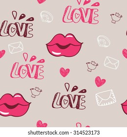 French romantic seamless pattern