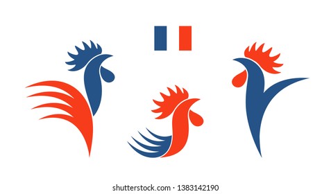 French rooster. Isolated rooster on white background. EPS 10. Vector illustration

