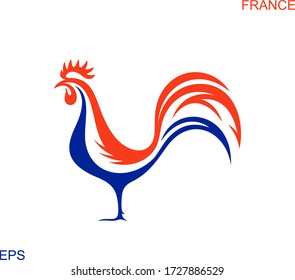 French rooster. Isolated french rooster on white background