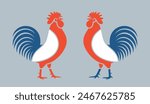 French rooster logo. Isolated rooster on white background