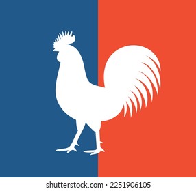 French rooster logo. Isolated rooster on white background