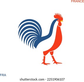 French rooster logo. Isolated rooster on white background