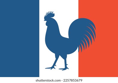 French rooster logo. Isolated rooster on white background