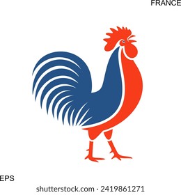 Logo del gallo francés. Gallo aislado sobre fondo blanco