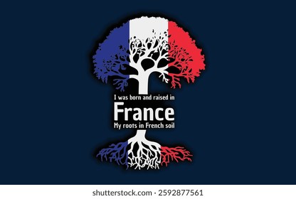 French roots and symbolism: a tree with the French flag, embodying national pride and love for nature