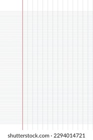 french ruled notebook paper grid. Seyes lined paper for handwriting. vector ruled sheet