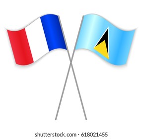 French and Saint Lucian crossed flags. France combined with Saint Lucia isolated on white. Language learning, international business or travel concept.