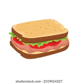 Ilustración vectorial plana de sándwich francés aislada sobre fondo blanco