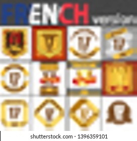 French set of number seventeen years (17 years) celebration design. Anniversary number template elements for your birthday party. Translated from the French - congratulation, years, anniversary
