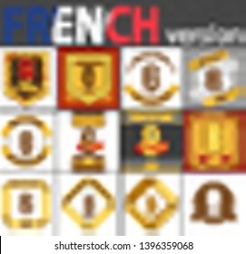 French set of number six years (6 years) celebration design. Anniversary number template elements for your birthday party. Translated from the French - congratulation, years, anniversary