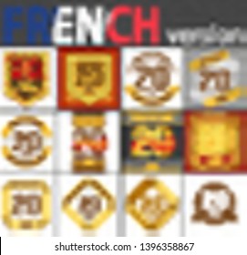 French set of number twenty years (20 years) celebration design. Anniversary number template elements for your birthday party. Translated from the French - congratulation, years, anniversary
